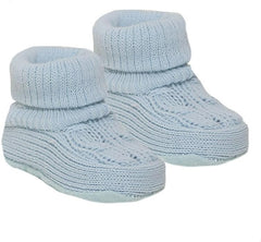 Soft Touch Royal Icon Newborn Baby Booties Baby Boys Girls Knitted Booties 1 Pair Plain Bootees NB - 3 Months 1118 - British D'sire