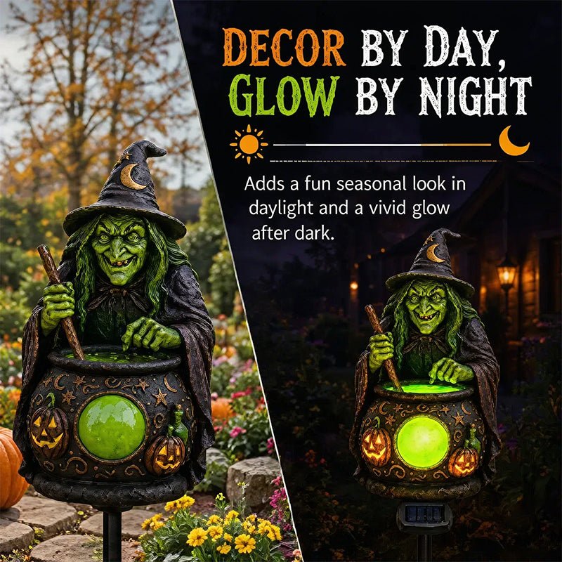Solar Halloween Garden Lights – Witch Shoe, Pumpkin & Resin Stake Lanterns, Dusk-to-Dawn Auto On/Off for Yard & Outdoor Path - British D'sire