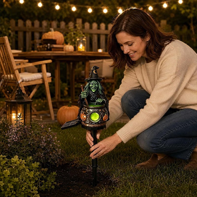 Solar Halloween Garden Lights – Witch Shoe, Pumpkin & Resin Stake Lanterns, Dusk-to-Dawn Auto On/Off for Yard & Outdoor Path Secondary image