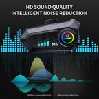SOMAN Motorcycle Helmet Bluetooth Headset Stereo Voice Microphone, Style:M6 - Hard Mic - British D'sire