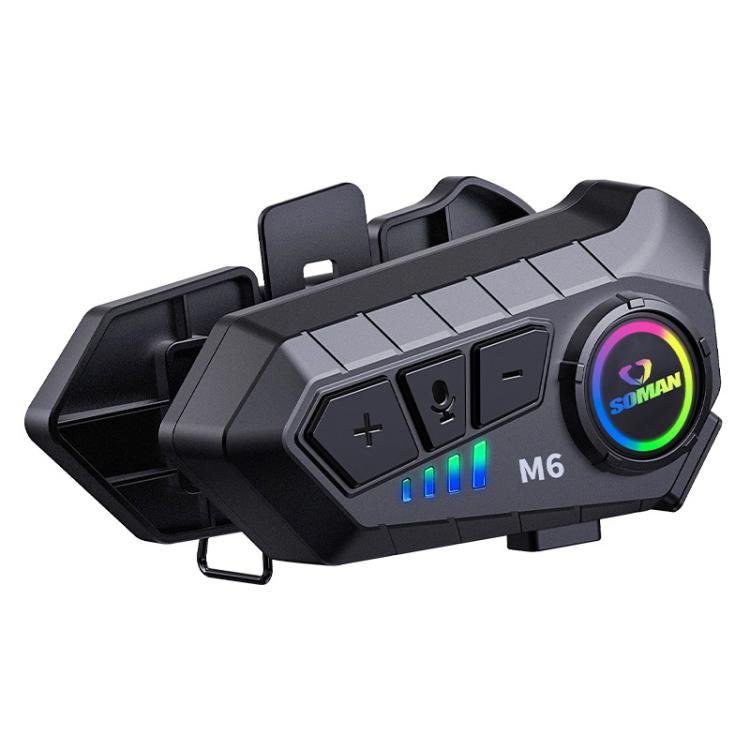 SOMAN Motorcycle Helmet Bluetooth Headset Stereo Voice Microphone, Style:M6 - Soft Mic - British D'sire