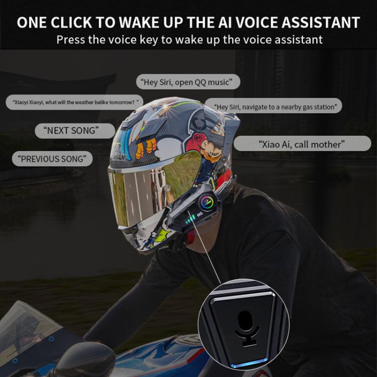 SOMAN Motorcycle Helmet Bluetooth Headset Stereo Voice Microphone, Style:M6 - Soft Mic - British D'sire