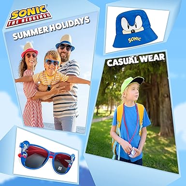 Sonic Bucket Hat & Sunglasses Set – Kids Blue, UV Protection - Kids Accessories - British D'sire