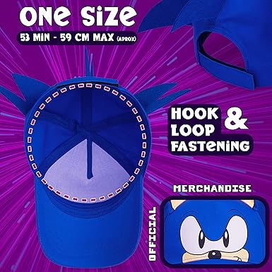 Sonic The Hedgehog Baseball Cap for Boys 3D Sun Hat Summer Holiday Accessories Adjustable Strap Lightweight Gamer Gifts Blue - Caps - British D'sire
