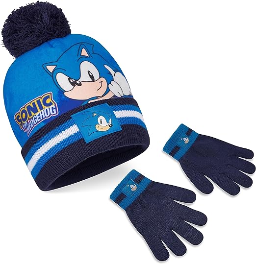 Sonic The Hedgehog Beanie Hat Scarf and Gloves Set for Boys - Kids Beanie & Hat - British D'sire Main image
