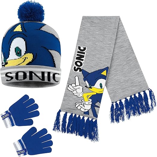 Sonic The Hedgehog Beanie Hat Scarf and Gloves Set for Boys Secondary image