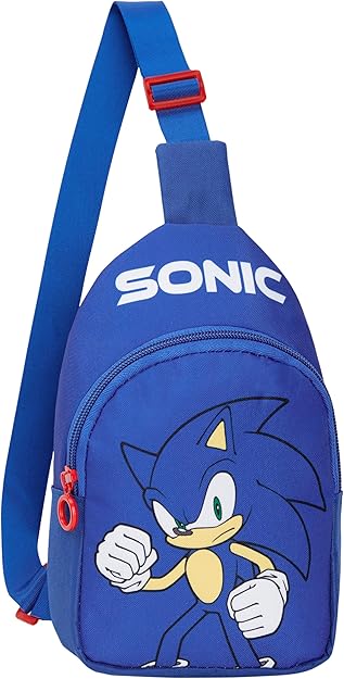 SONIC THE HEDGEHOG Boys Crossbody Bag with Zipped Compartment & Adjustable Strap, Sling Bag - Gamer Gifts - Cross Bag - British D'sire Main image