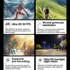 SOOCOO SAW1 Pro With 128G Memory Card 4K HD Anti - Shake Waterproof Motorcycle Riding Recorder Chest Head Mounted Diving Thumb Camera - British D'sire