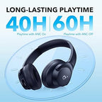 soundcore by Anker Q20i Hybrid Active Noise Cancelling Foldable Headphones, Wireless Over - Ear Bluetooth, 40H Long ANC Playtime, Hi - Res Audio, Big Bass, Customize via an App, Transparency Mode - Foldable Headphones - British D'sire