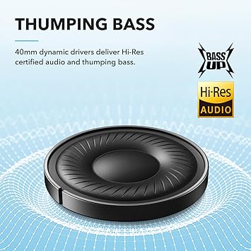 soundcore by Anker Q20i Hybrid Active Noise Cancelling Foldable Headphones, Wireless Over - Ear Bluetooth, 40H Long ANC Playtime, Hi - Res Audio, Big Bass, Customize via an App, Transparency Mode - Foldable Headphones - British D'sire