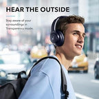soundcore by Anker Q20i Hybrid Active Noise Cancelling Foldable Headphones, Wireless Over - Ear Bluetooth, 40H Long ANC Playtime, Hi - Res Audio, Big Bass, Customize via an App, Transparency Mode - Foldable Headphones - British D'sire