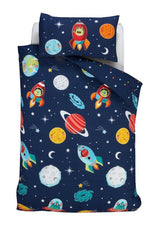 Space Alien Glow in the Night Kids Children Bedding Single Double Toddler Duvet Quilt Cover Set Boys Girls - Duvet Set - British D'sire