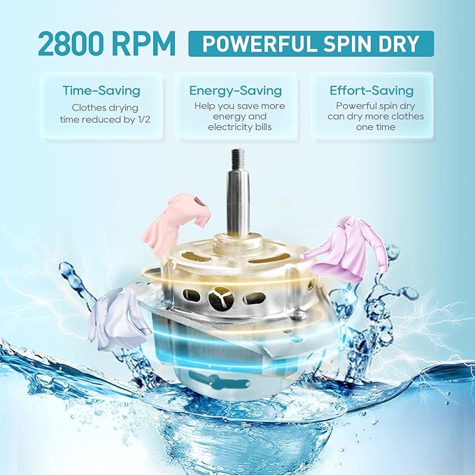 Spin Dryer 6kg by Umelome, Energy&Power Saving Spinner, Energy Efficiency Class: A+++, 2800 RPM Clothes Dryer, Gravity Drain dryer, White - British D'sire