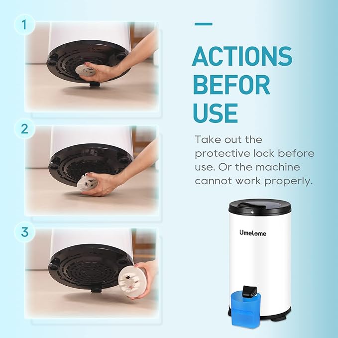 Spin Dryer 6kg by Umelome, Energy&Power Saving Spinner, Energy Efficiency Class: A+++, 2800 RPM Clothes Dryer, Gravity Drain dryer, White - British D'sire