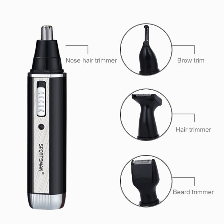 SPORTSMAN Four - in - one Rechargeable Ear Nose Trimmer Electric Shaver Beard Face Eyebrows Hair Trimmer For Men, US Plug(Black, 110V) - British D'sire