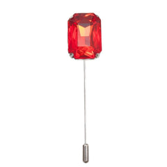 Square Gem Lapel Pin, Red - All Products - British D'sire