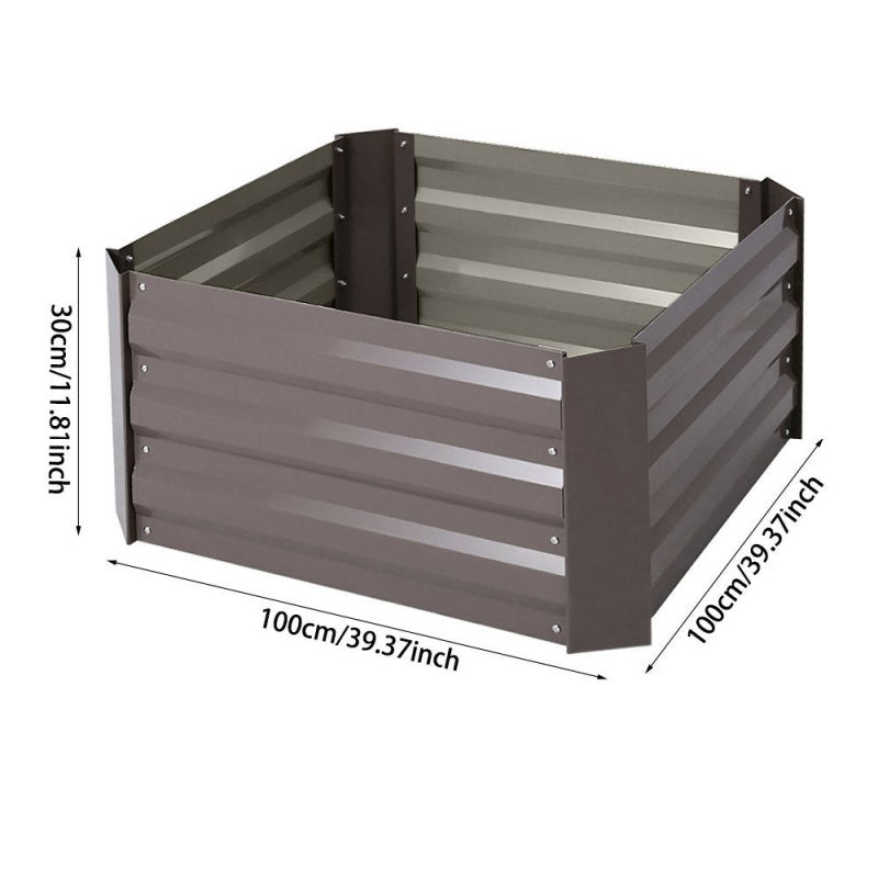 Square Metal Raised Bed Kit Raised Garden Bed Outdoor Seed Bed Planter 100 cm W x 100 cm D - Raised Garden Bed - British D'sire