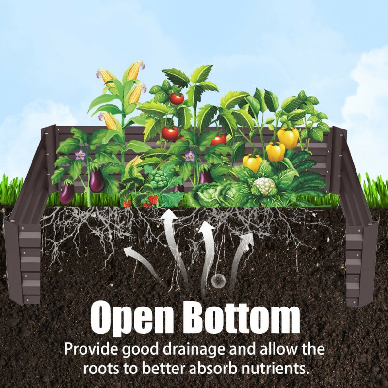 Square Metal Raised Bed Kit Raised Garden Bed Outdoor Seed Bed Planter 100 cm W x 100 cm D - Raised Garden Bed - British D'sire