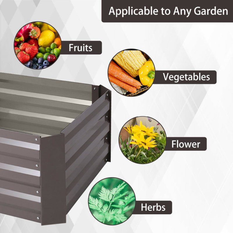 Square Metal Raised Bed Kit Raised Garden Bed Outdoor Seed Bed Planter 100 cm W x 100 cm D - Raised Garden Bed - British D'sire