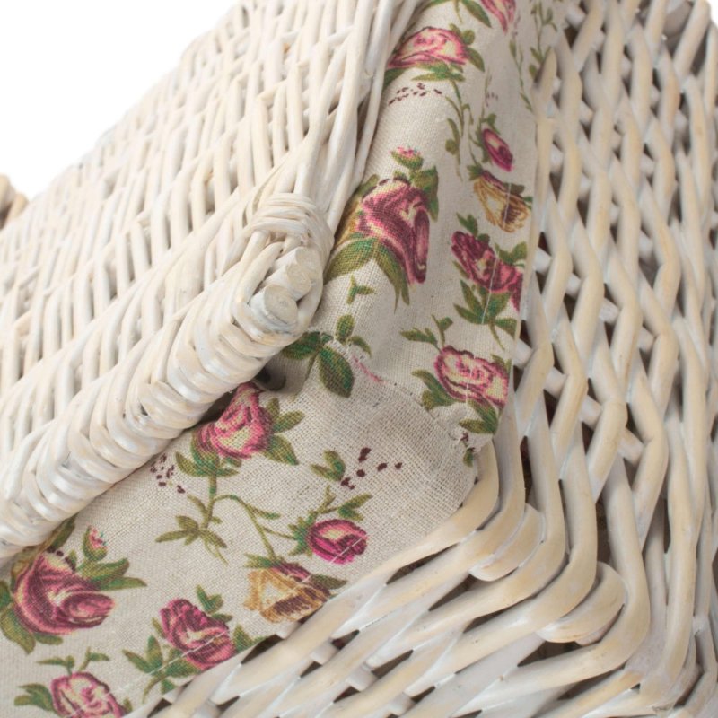 Square White Wash Wicker Laundry Basket Rose Lining - Laundry Baskets - British D'sire