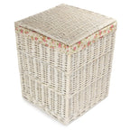 Square White Wash Wicker Laundry Basket Rose Lining - Laundry Baskets - British D'sire