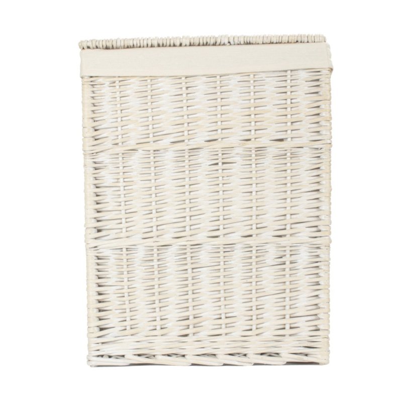 Square White Wash Wicker Laundry Basket - Laundry Baskets - British D'sire