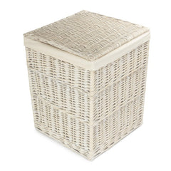 Square White Wash Wicker Laundry Basket - Laundry Baskets - British D'sire