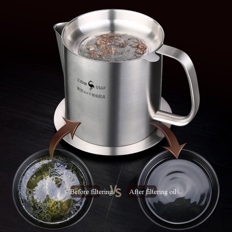 SSGP 304 Stainless Steel Filter Oil Pot Filter Residue Oil Soup Pot Drain Oil Pot Household Filter Oil Residue Oil Storage Pot - British D'sire