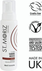 St Moriz Original Extra Large Instant Tanning Mousse in Medium | Fast Drying Vegan Fake Tan | With Wash Off Guide Colour | For Streak Free Bronzed Glow | Dermatologically Tested & Cruelty Free | 300ml - British D'sire