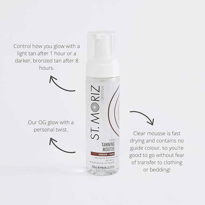 St Moriz Original Instant Clear Tanning Mousse in Medium to Dark | Fast Drying Vegan Fake Tan | Light Glow in 1 Hour, Deeper Glow After 8 Hours | Dermatologically Tested | Cruelty Free | 200ml - British D'sire
