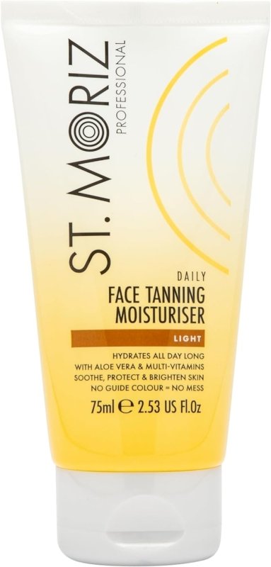 St Moriz Professional Daily Face Tanning Moisturiser in Light | Hydrating Face Moisturiser with Gradual Fake Tan | With Aloe Vera & Vitamin E | Dermatologically Tested | Vegan | Cruelty Free | 75ml - British D'sire Main image