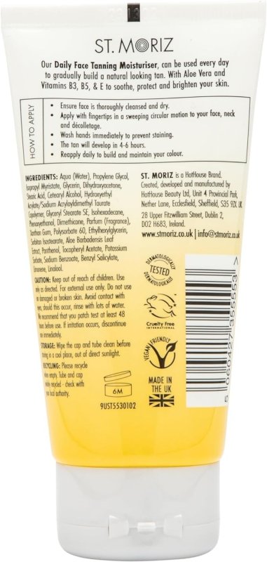 St Moriz Professional Daily Face Tanning Moisturiser in Light | Hydrating Face Moisturiser with Gradual Fake Tan | With Aloe Vera & Vitamin E | Dermatologically Tested | Vegan | Cruelty Free | 75ml - British D'sire