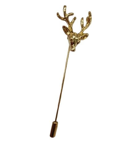 Stag's Head Lapel Pin, Gold - All Products - British D'sire