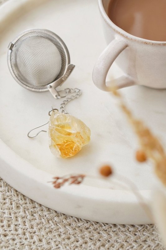 Stainless Steel Citrine Raw Crystal Tea Strainer - Tea Strainers - British D'sire Main image