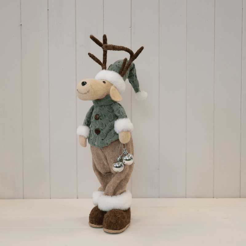 Standing Male Felt Elk Christmas Ornament with Antlers - Christmas Decor - British D'sire