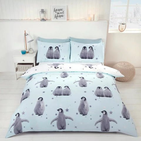 Starry Penguins Kids Bedding Single Double Duvet Quilt Cover Set - Home, Furniture & DIY:Bedding:Bedding Sets & Duvet Covers - British D'sire