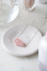 Sterling Silver Rose Quartz Semi Precious Stone Necklace - Necklaces - British D'sire
