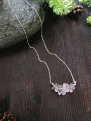 Sterling Silver Rose Quartz Semi Precious Stone Necklace - Necklaces - British D'sire