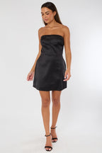 Strapless Black Sequin Mini Dress - Dresses - British D'sire