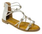 Strass Flowers Flat Zip Sandals - Sandals - British D'sire