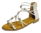 Strass Flowers Flat Zip Sandals - Sandals - British D'sire