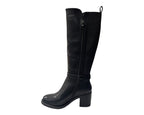 Stretch Panels Faux Leather Zip Knee High Boots - Boots - British D'sire