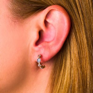 Stylish Eye Hoop Earrings by Del Corso - Crafted in 9K Rose Gold, lightweight at 2.3 g, chic design for women, featuring premium materials, offering elegance, durability, and symbolic protection - Hoop Earrings - British D'sire