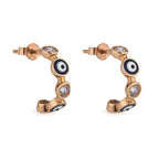 Stylish Eye Hoop Earrings by Del Corso - Crafted in 9K Rose Gold, lightweight at 2.3 g, chic design for women, featuring premium materials, offering elegance, durability, and symbolic protection - Hoop Earrings - British D'sire