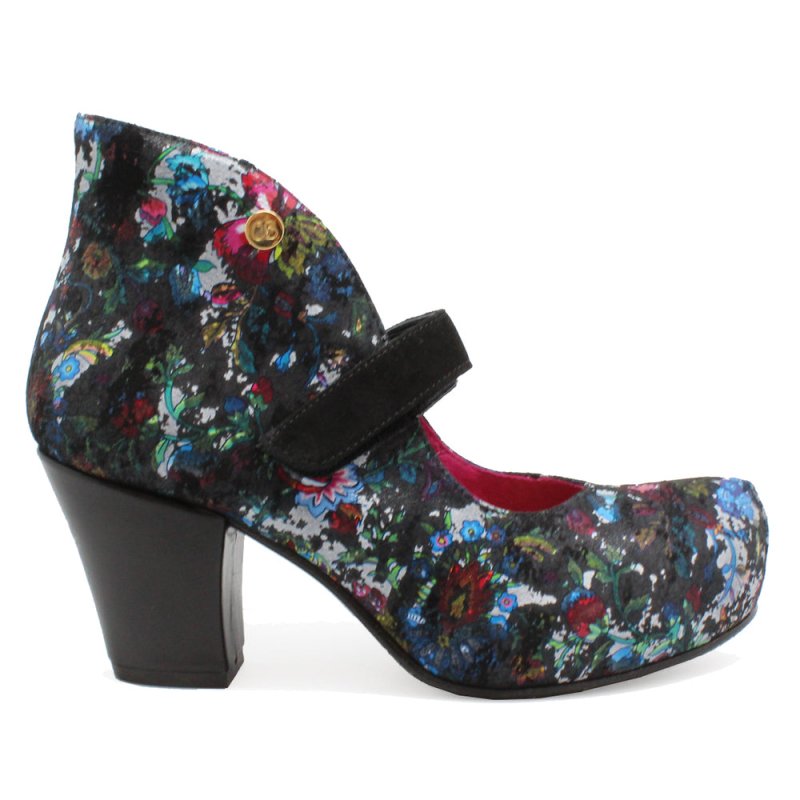 Stylo - Black Antique Floral heel shoes - Heel Shoe - British D'sire Main image