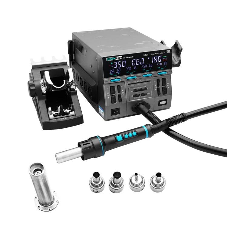 SUGON 8650 1300W Hot Air Soldering Station Big Wind Power Maintenance Motherboard CPU Desoldering Station With 4 Air Nozzles(EU Plug) - British D'sire