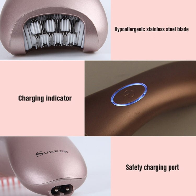 Suker SK - 517 Electric Water Eluting Hair Removal Device Women Household Hair Plucker Multifunctional Two - In - One Shaver Epilator(Pink) - British D'sire
