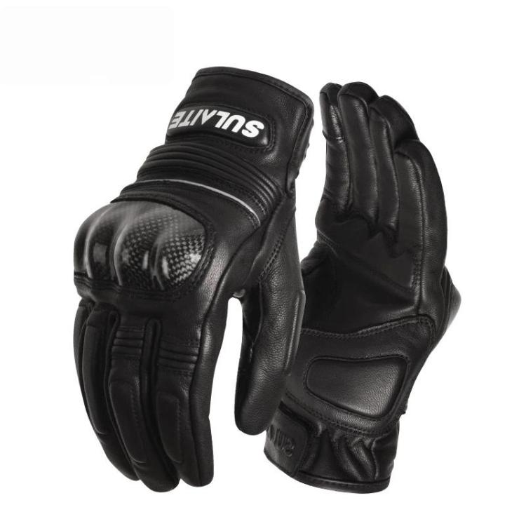 SULAITE Motorcycle Sheepskin Protective Breathable Full-Finger Gloves, Style: For Summer(XL) - British D'sire