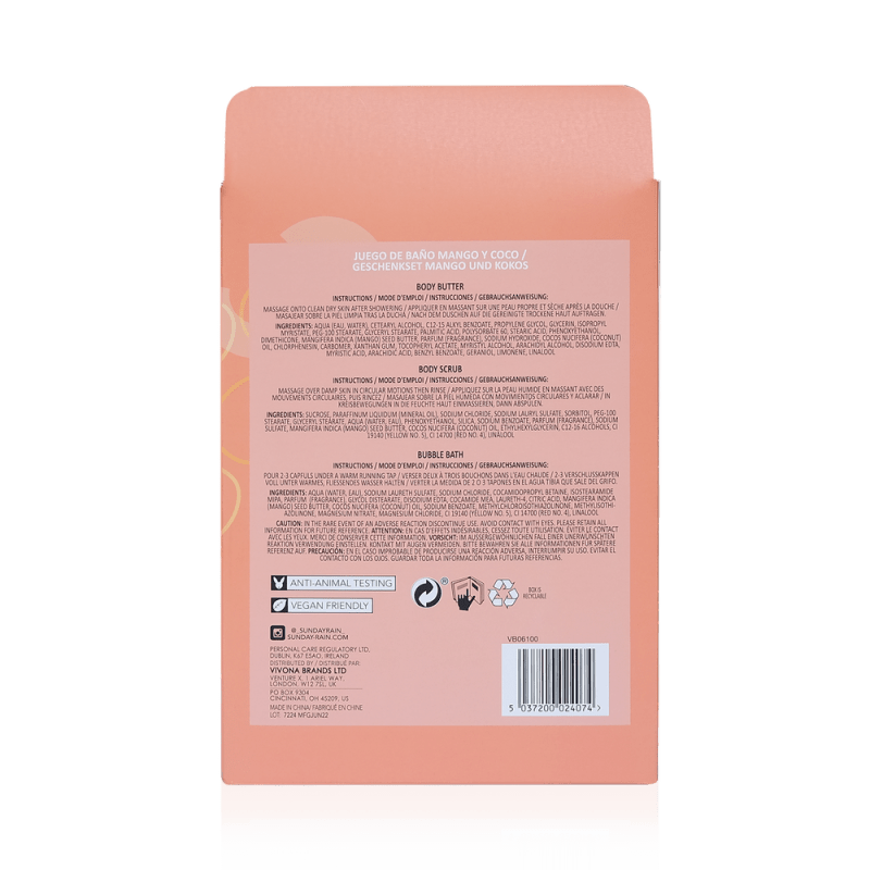 Sunday Rain Mango and Coconut Trio - Bath & Body Gift Sets - British D'sire