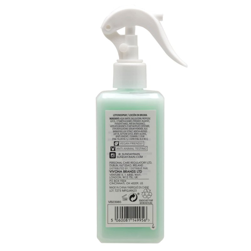 Sunday Rain Moisturising Body Lotion Mist, With Aloe Vera & Sweet Mint, Vegan & Cruelty Free, 300ml - Lotion & Moisturizer - British D'sire